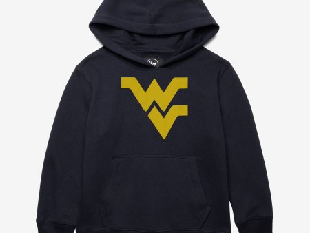 WEST VIRGINIA MOUNTAINEERS DISTRESSED IMPRINT  47 HEADLINE HOOD KIDS For Sale