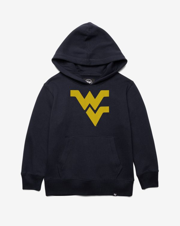 WEST VIRGINIA MOUNTAINEERS DISTRESSED IMPRINT  47 HEADLINE HOOD KIDS For Sale